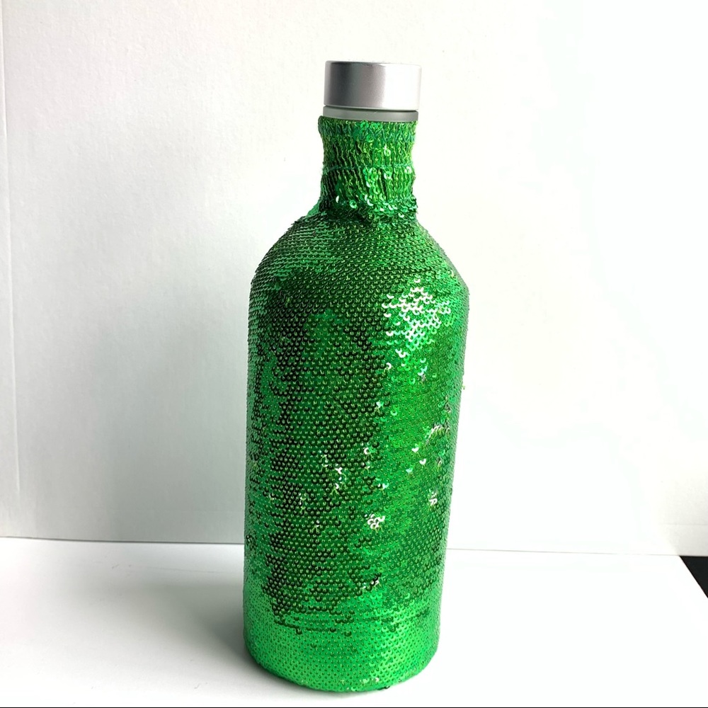 Green Sequined Glass Bottle 750 mL